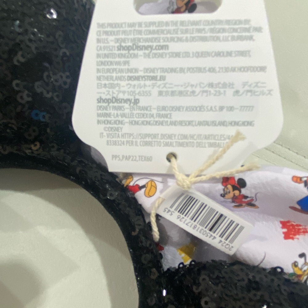 Loungefly Black Sequin Minnie Mouse & Friends Ears with White Bow - Picture 5 of 5